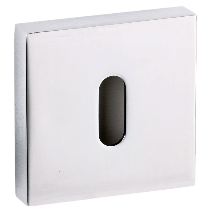 Senza Pari Key Escutcheons on Flush Square Rose - Polished Chrome