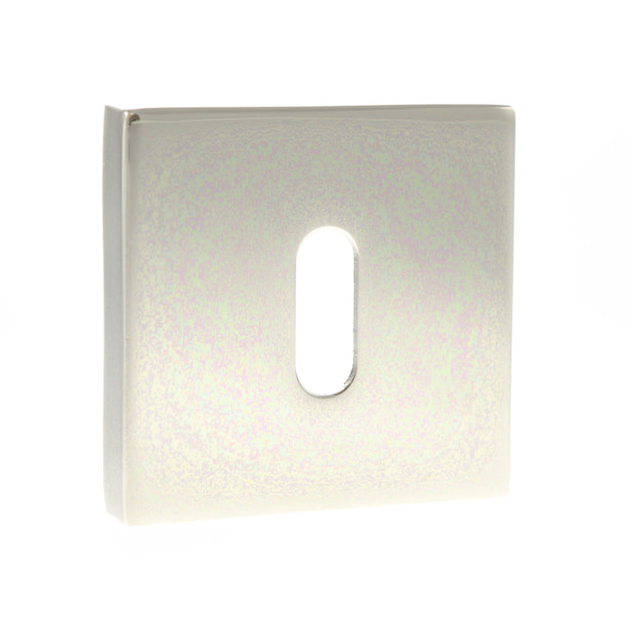 Senza Pari Key Escutcheons on Flush Square Rose - Polished Nickel