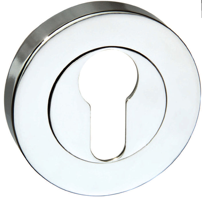 Senza Pari Euro Escutcheons on Round Rose - Polished Chrome