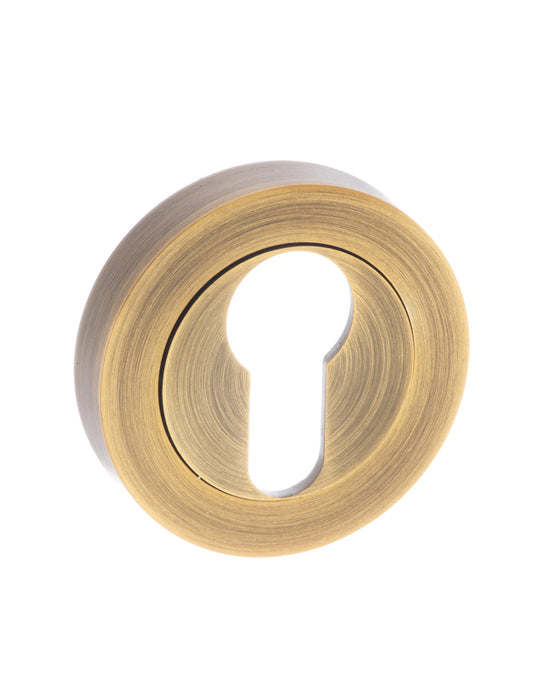 Senza Pari Euro Escutcheons on Round Rose - Weathered Antique Bronze