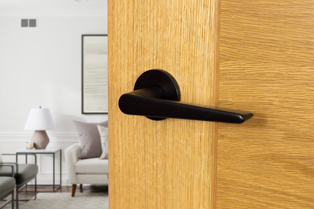 Tupai Rapido 5S Line Torrao Lever Door Handle on 5mm Slimline Round Rose - Pearl Black