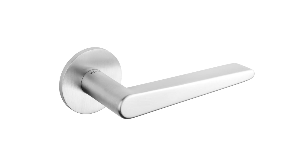 Tupai Rapido 5S Line Torrao Lever Door Handle on 5mm Slimline Round Rose - Satin Chrome