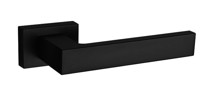 Tupai Rapido RetaLine Rillo Lever Door Handle on Long Rose - Pearl Black