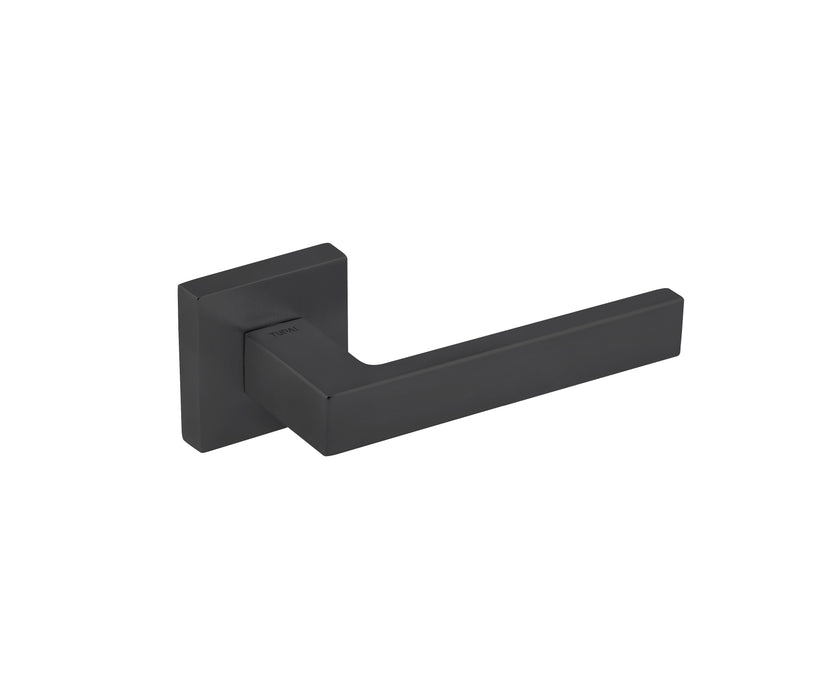 Tupai Rapido QuadraLine Rillo Lever Door Handle on Square Rose - Pearl Black