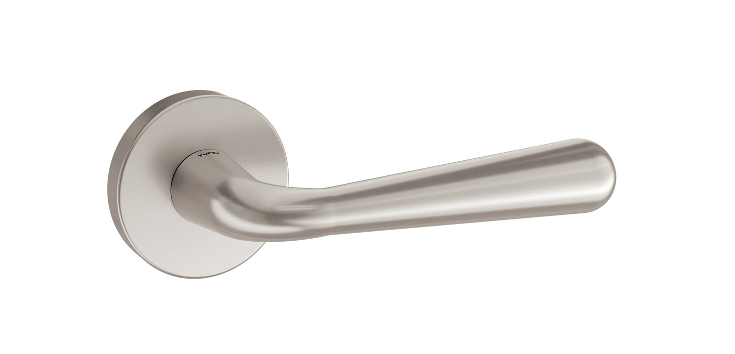 Tupai Rapido CurvaLine Adra Lever Door Handle on Round Rose - Pearl Nickel