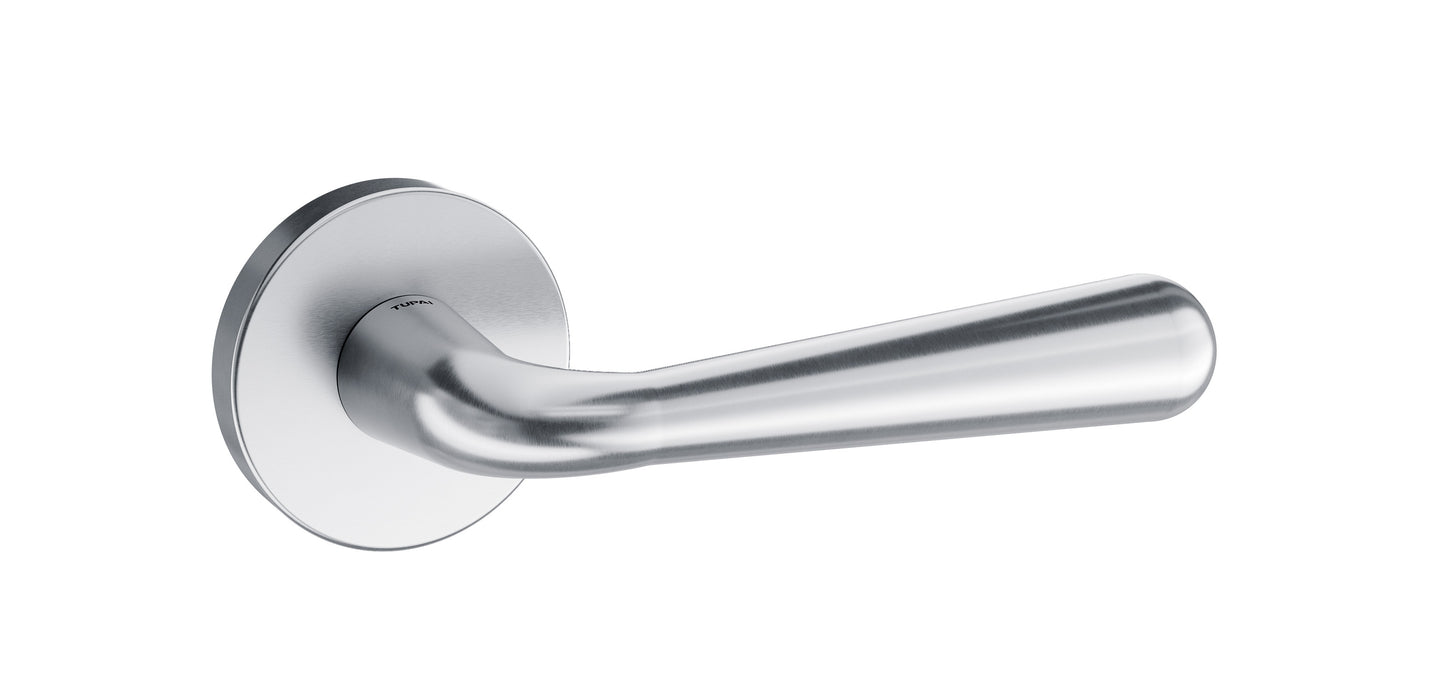 Tupai Rapido CurvaLine Adra Lever Door Handle on Round Rose - Satin Chrome