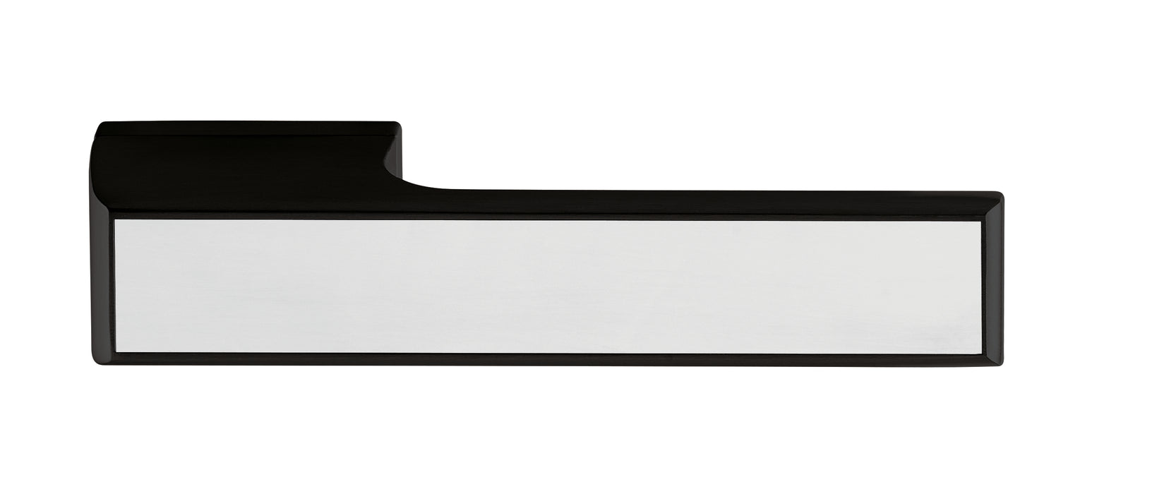 Tupai Rapido VersaLine Tobar Lever Door Handle on Long Rose - Polished Stainless Steel Decorative Plate - Matt Black