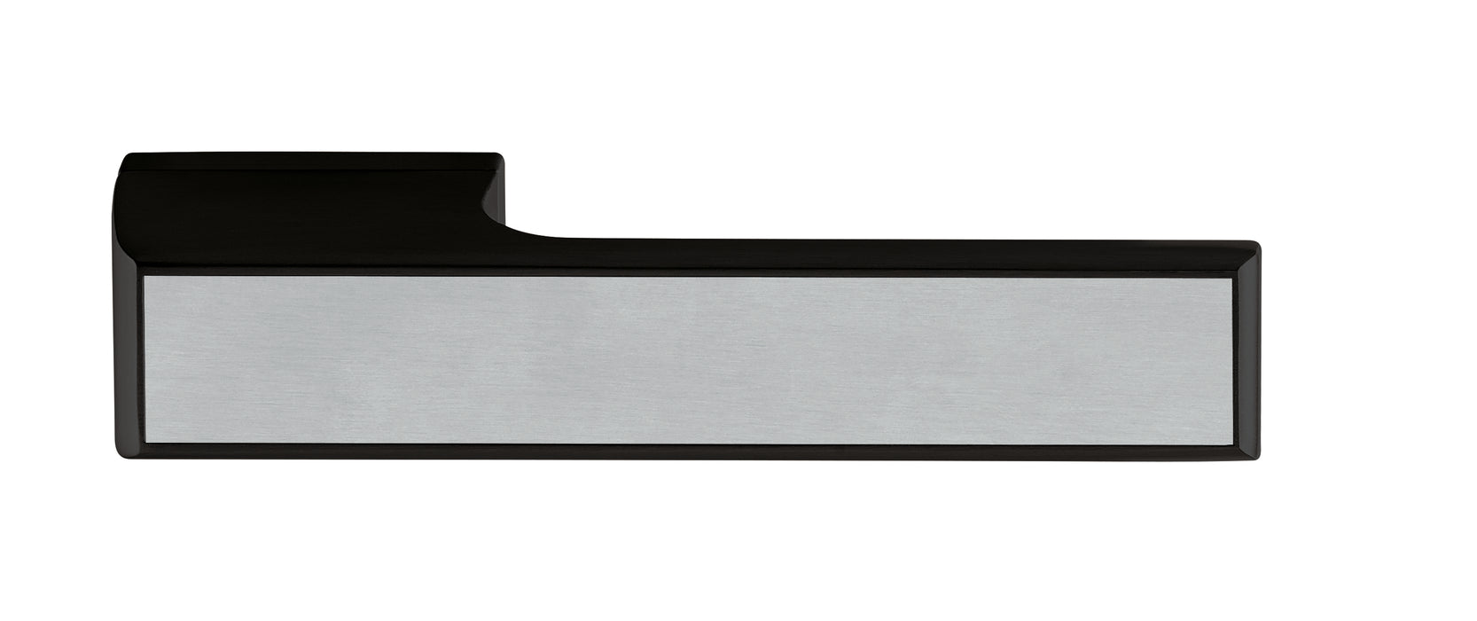 Tupai Rapido VersaLine Tobar Lever Door Handle on Long Rose - Satin Stainless Steel Decorative Plate - Matt Black