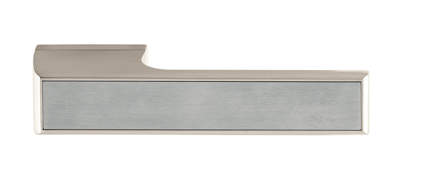 Tupai Rapido VersaLine Tobar Lever Door Handle on Long Rose - Satin Stainless Steel Decorative Plate - Pearl Nickel