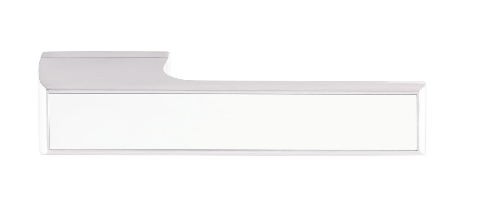 Tupai Rapido VersaLine Tobar Lever Door Handle on Long Rose - White Decorative Plate - Bright Polished Chrome