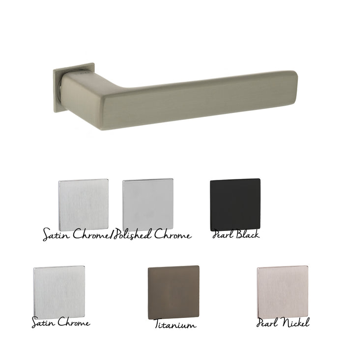 Tupai Exclusivo 5S Line Portel Lever Door Handle on Concealed Square Rose - Polished Chrome