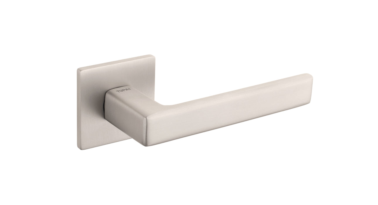 Tupai Rapido 5S Line Portel Lever Door Handle on 5mm Slimline Square Rose - Pearl Nickel