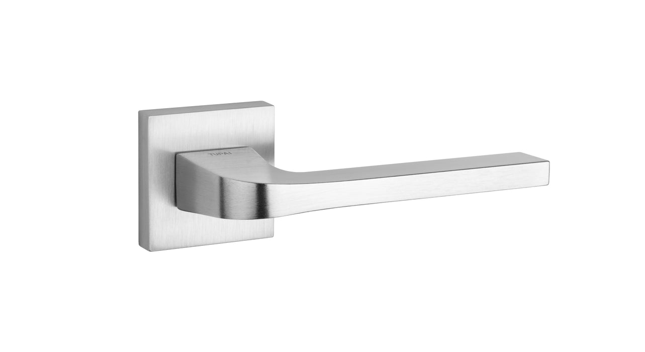 Tupai Rapido CurvaLine Valbona Lever Door Handle on Square Rose - Satin Chrome