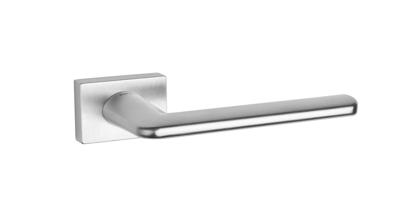 Tupai Rapido RetaLine Tavira Lever Door Handle on Long Rose - (Without Decorative Plate) - Satin Chrome