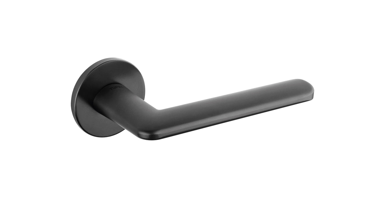 Tupai Rapido 5S Line Tavira Lever Door Handle on 5mm Slimline Round Rose - Pearl Black