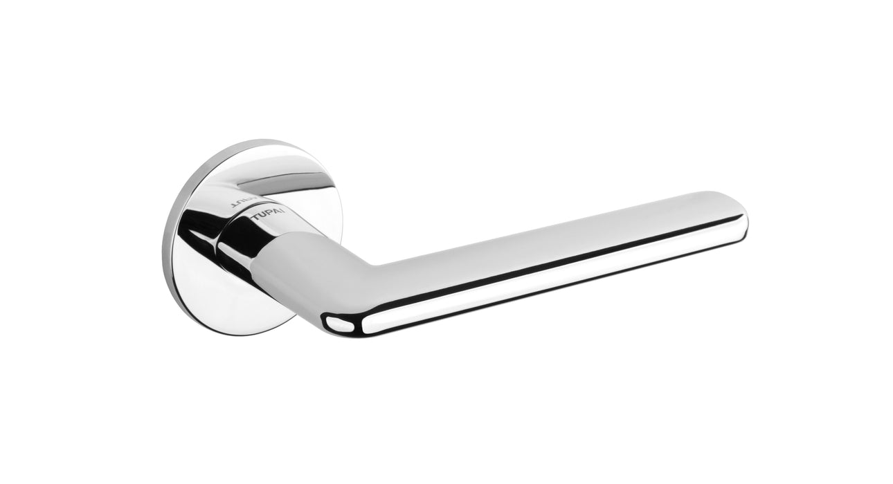 Tupai Rapido 5S Line Tavira Lever Door Handle on 5mm Slimline Round Rose - Bright Polished Chrome