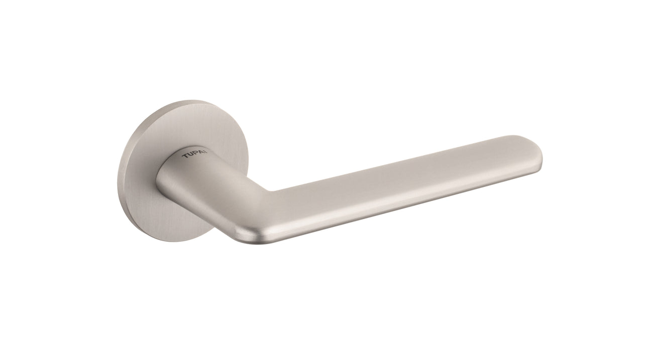 Tupai Rapido 5S Line Tavira Lever Door Handle on 5mm Slimline Round Rose - Pearl Nickel