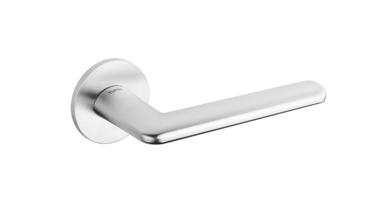 Tupai Rapido 5S Line Tavira Lever Door Handle on 5mm Slimline Round Rose - Satin Chrome