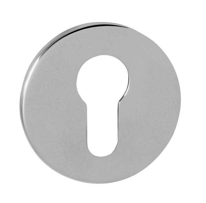 Tupai Rapido 5S Line Euro Escutcheons on 5mm Slimline Round Rose - Bright Polished Chrome