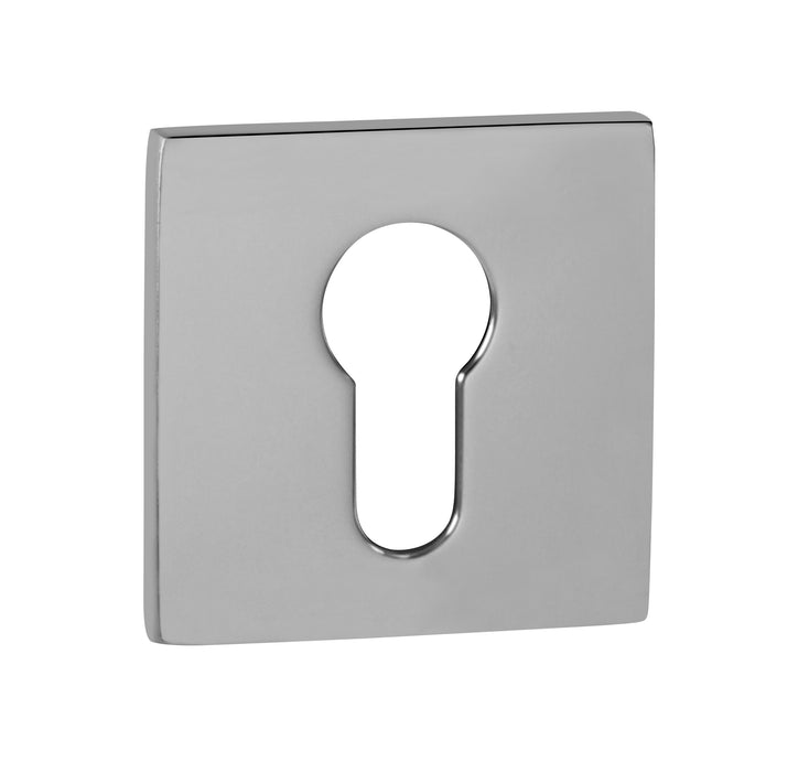 Tupai Rapido 5S Line Euro Escutcheons on 5mm Slimline Square Rose - Bright Polished Chrome