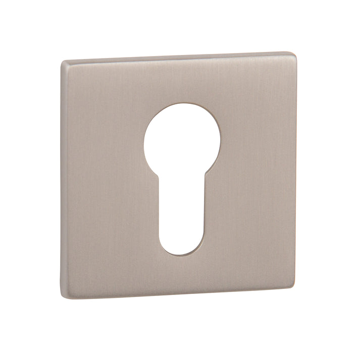 Tupai Rapido 5S Line Euro Escutcheons on 5mm Slimline Square Rose - Pearl Nickel