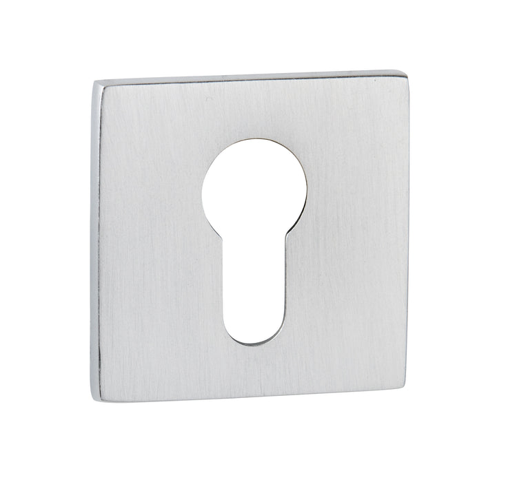 Tupai Rapido 5S Line Euro Escutcheons on 5mm Slimline Square Rose - Satin Chrome