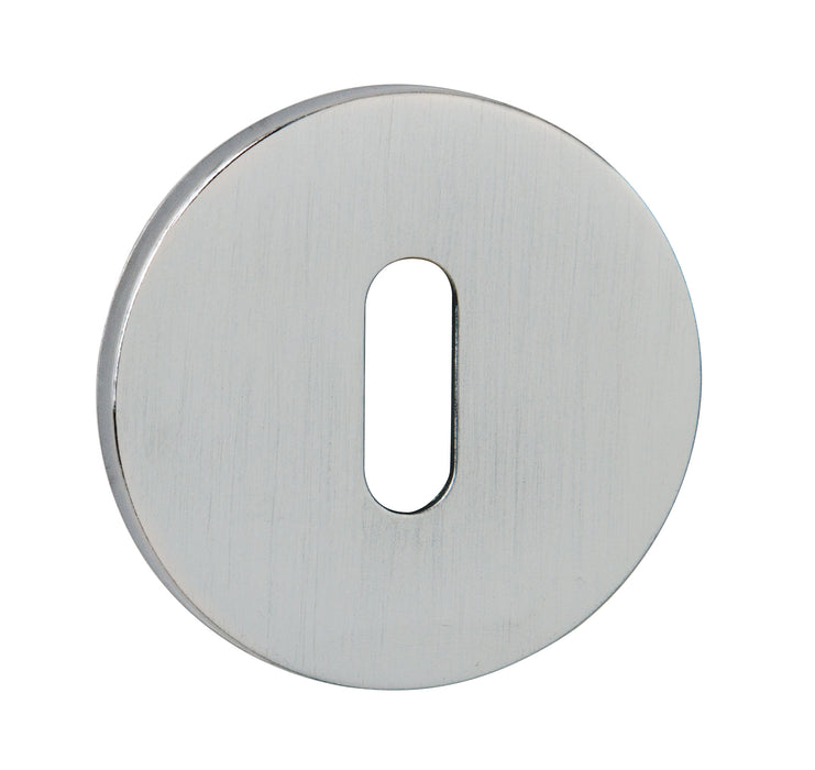 Tupai Rapido 5S Line Key Escutcheons on 5mm Slimline Round Rose - Satin Chrome