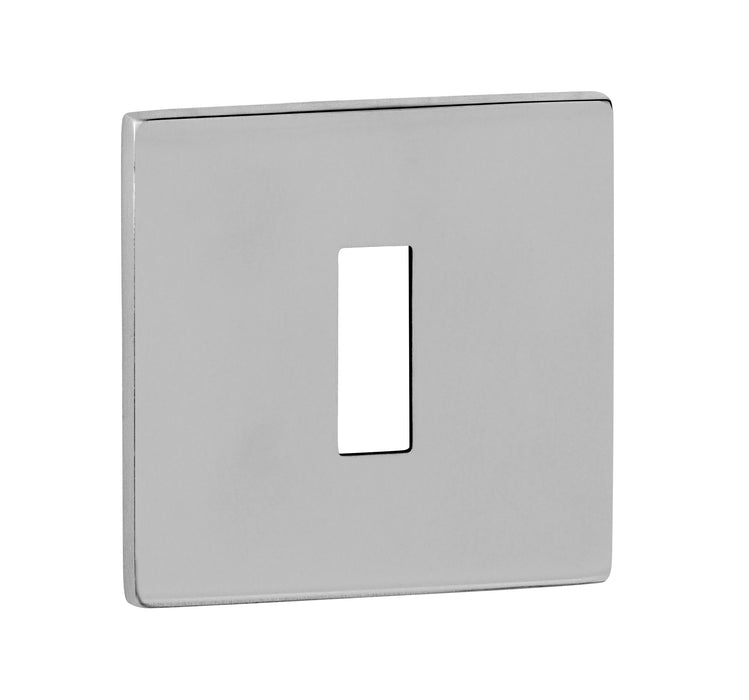 Tupai Rapido 5S Line Key Escutcheons on 5mm Slimline Square Rose - Bright Polished Chrome