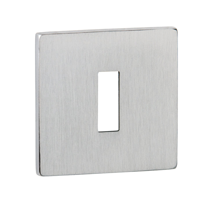 Tupai Rapido 5S Line Key Escutcheons on 5mm Slimline Square Rose - Satin Chrome