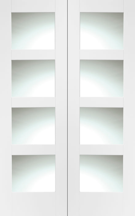 White Shaker Pair Clear Glass Primed Internal Door