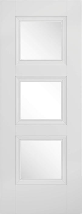 White Amsterdam Glazed 3 Light Pre-Finished Internal Door