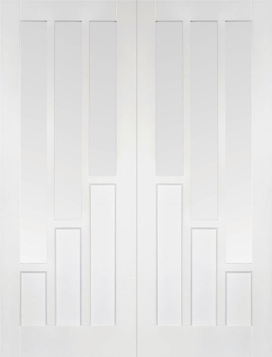 White Coventry Glazed Pair Primed Internal French Door