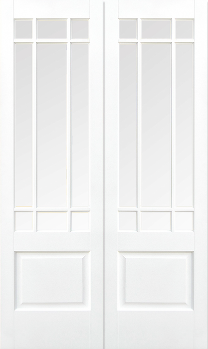 White Downham Glazed 9 Light Pair Primed Internal French Door