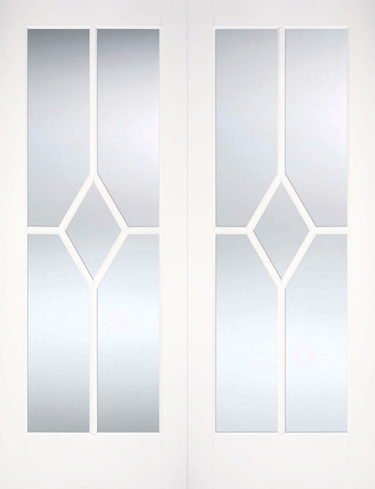 White Reims Glazed Pair Primed Internal French Door