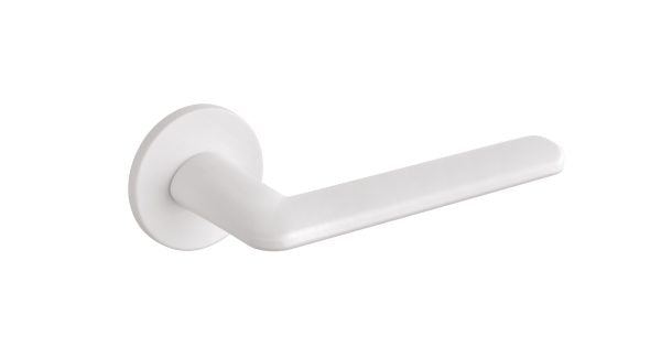 Tupai Exclusivo 5S Line Tavira Lever Door Handle on 5mm Slimline Round Rose - White