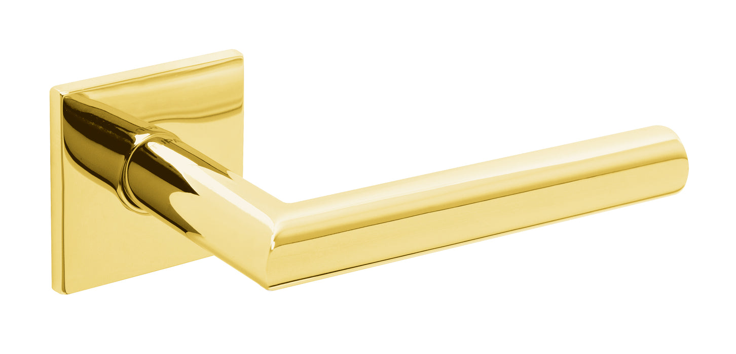 Tupai Exclusivo 5S Line Covela Lever Door Handle on 5mm Slimline Square Rose - Raw Brass