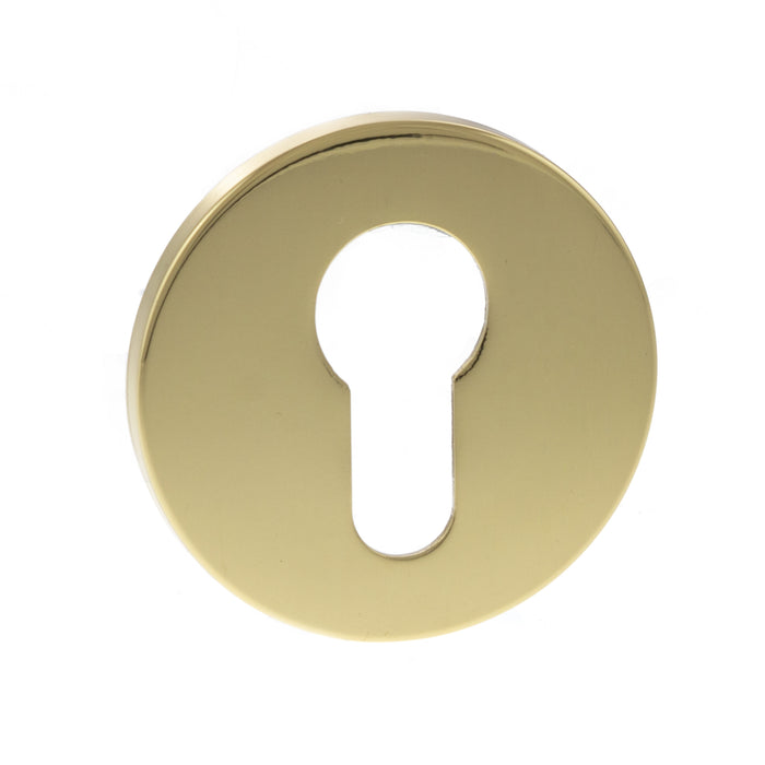 Tupai Exclusivo 5S Line Euro Escutcheons on 5mm Slimline Round Rose - Polished Brass