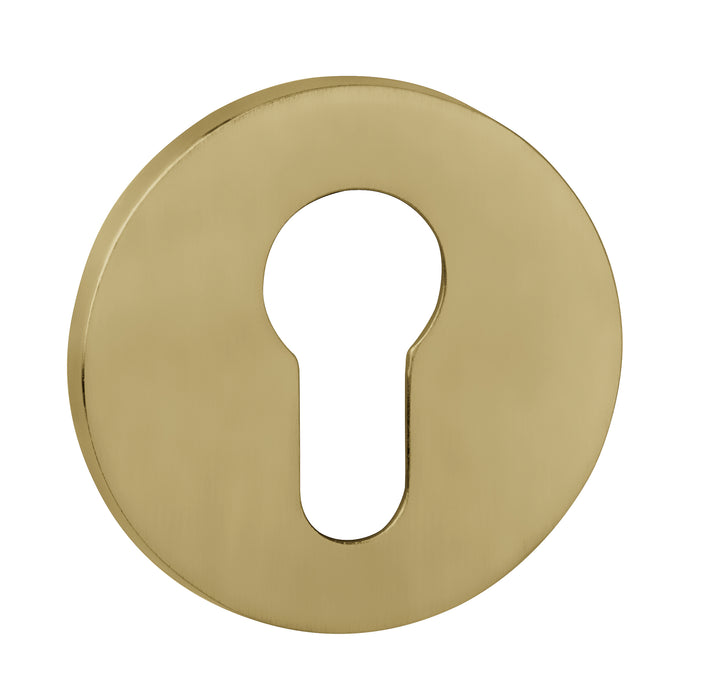 Tupai Exclusivo 5S Line Euro Escutcheons on 5mm Slimline Round Rose - Raw Brass