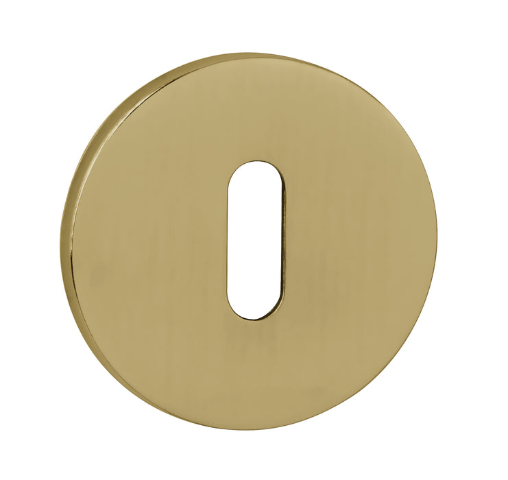 Tupai Exclusivo 5S Line Key Escutcheons on 5mm Slimline Round Rose - Raw Brass