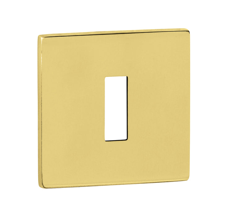 Tupai Exclusivo 5S Line Key Escutcheons on 5mm Slimline Square Rose - Polished Brass