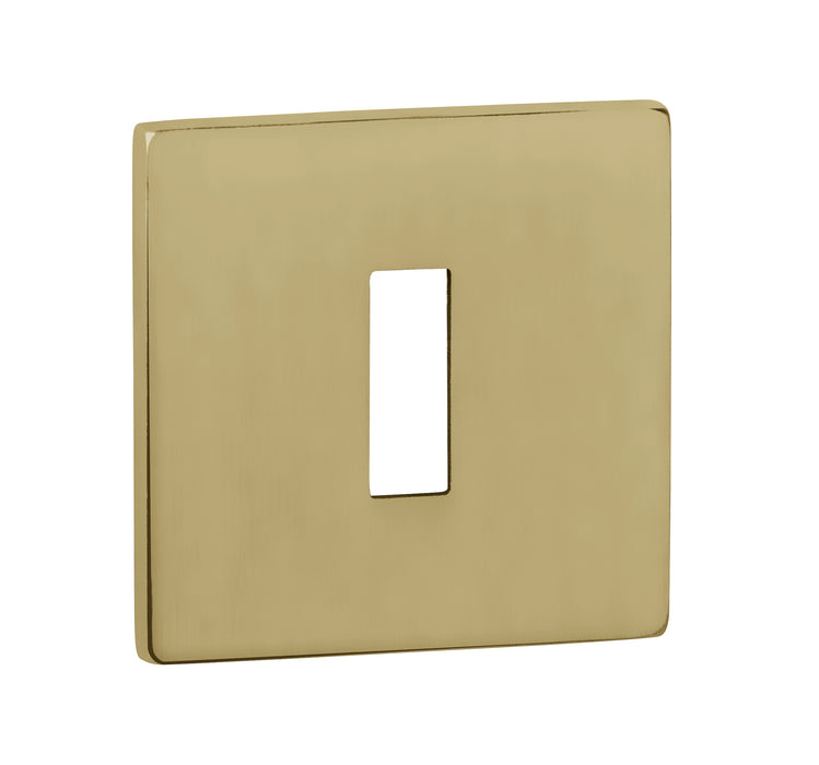 Tupai Exclusivo 5S Line Key Escutcheons on 5mm Slimline Square Rose - Raw Brass