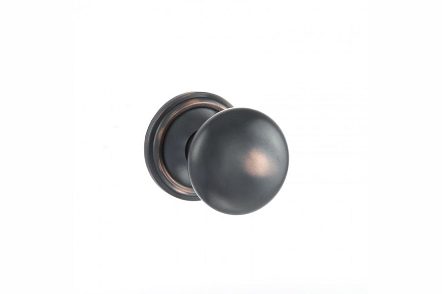 Old English Harrogate Solid Brass Mushroom Mortice Knob on Concealed Fix Rose - Antique Copper