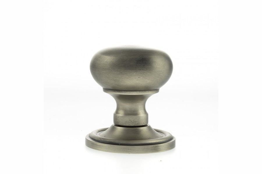 Old English Harrogate Solid Brass Mushroom Mortice Knob on Concealed Fix Rose - Matt Gun Metal