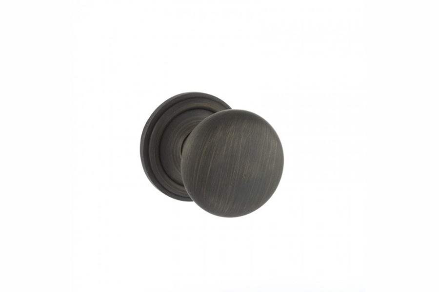 Old English Harrogate Solid Brass Mushroom Mortice Knob on Concealed Fix Rose - Urban Bronze